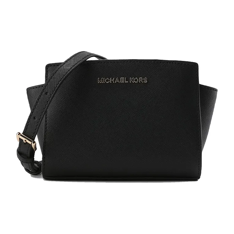 MICHAEL KORS Selma Cow Leather Shoulder Bag, Crossbody Bag Women's Black-0