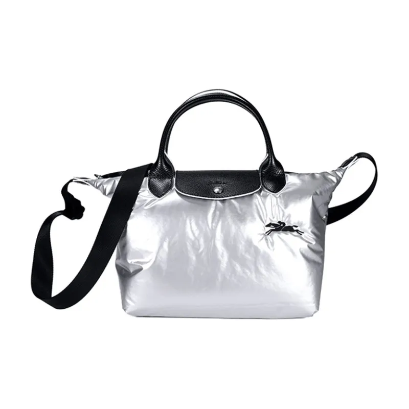 LONGCHAMP Le Pliage Alpin Nylon Fabric Shoulder Bag, Crossbody Bag, Handbag Women's Silver-0