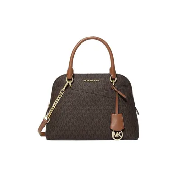 MICHAEL KORS Jet Set Canvas With Leather Dome Bag, Shoulder Bag, Crossbody Bag, Handbag Medium Size Women's Dark Brown