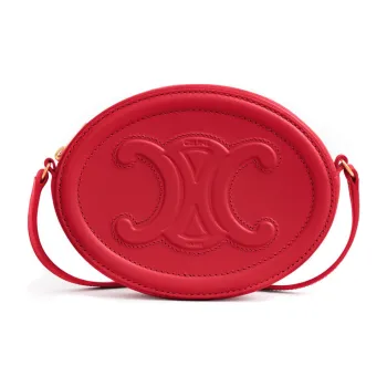 CELINE Smooth Cow Leather Round Bag Mooncake Bag Oval Wallet Crossbody Bag Shoulder Bag Women's Red