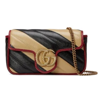 GUCCI GG Marmont Leather Crossbody Bag, Shoulder Bag Women's Black, Brown & Multicolor