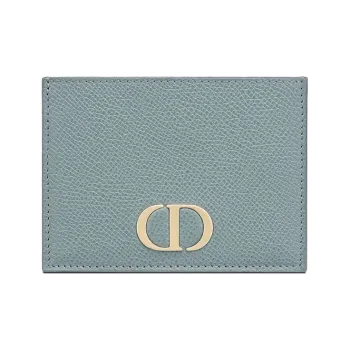 DIOR 30 Montaigne Grain Calfskin Card Holder Women's Cloud Blue