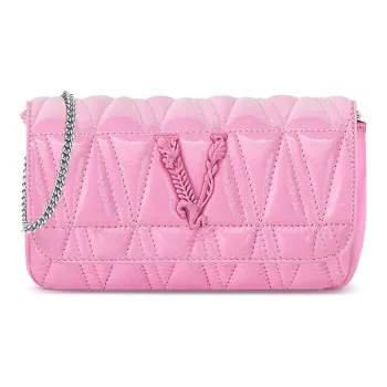 VERSACE VERSACE Sheepskin Evening Party Clutch Crossbody Bag Mini Women's Pink