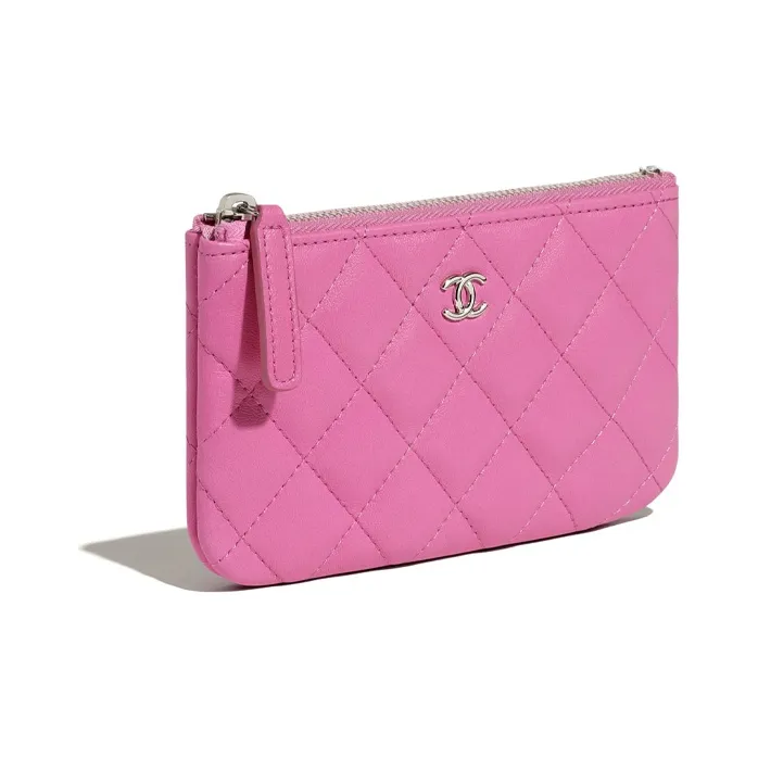 CHANEL Small Grain Embossed Calfskin Pouch Clutch Coin Purse Mini Women's Pink-2