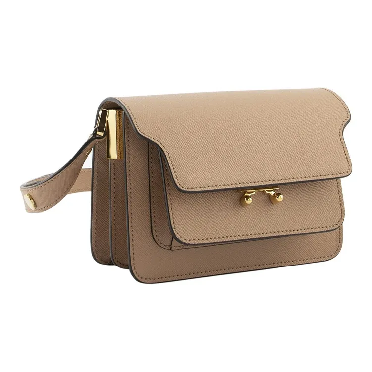 MARNI Cow Leather Trunk Bag Crossbody Bag Shoulder Bag Women's Sandy Umber-1
