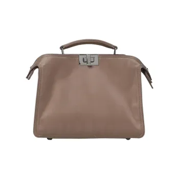 FENDI Leather Handbag Shoulder Bag Crossbody Bag Women's Beige