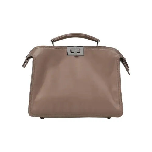 FENDI Leather Handbag Shoulder Bag Crossbody Bag Women's Beige