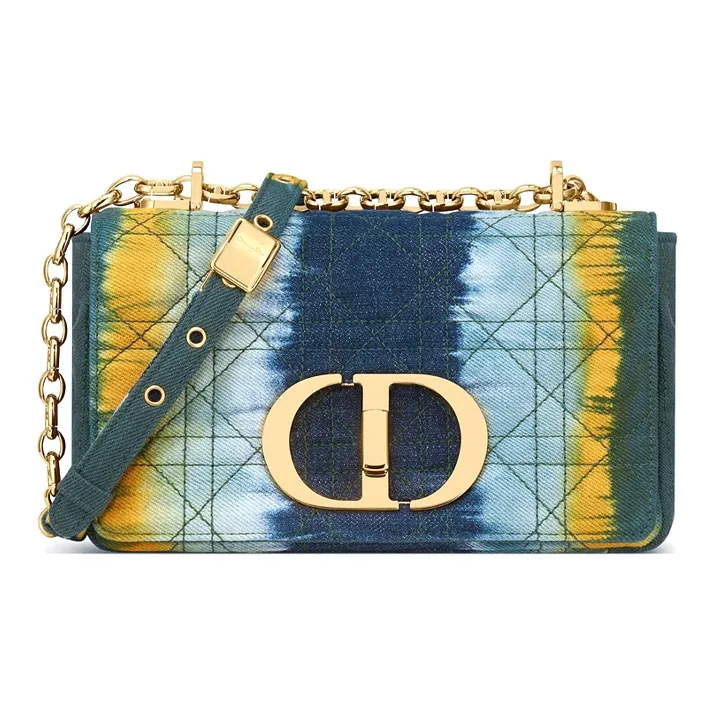 DIOR Caro Multicolor Denim Fabric Shoulder Bag Crossbody Bag Small Size Women's Multicolor-2