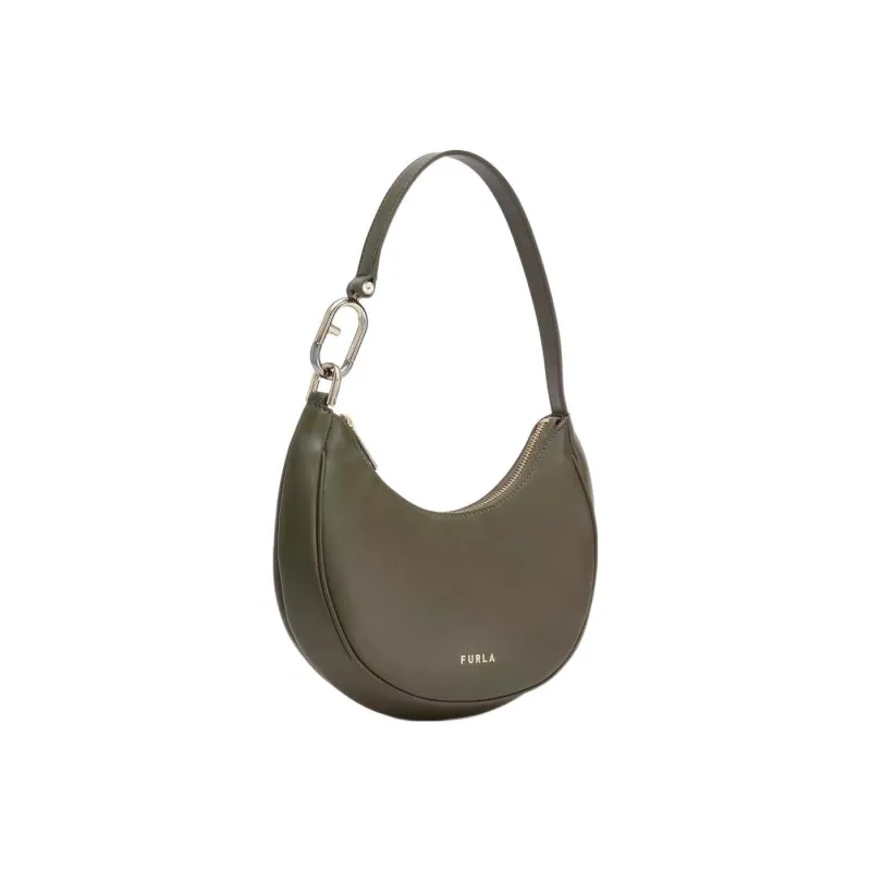 Furla Primavera Calfskin With Leather Shoulder Strap Crescent Moon Crossbody Bag Women's Sage Green-1