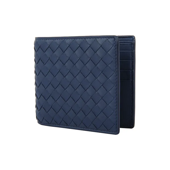 Bottega Veneta Sheepskin Wallet Mini Unisex Blue-2