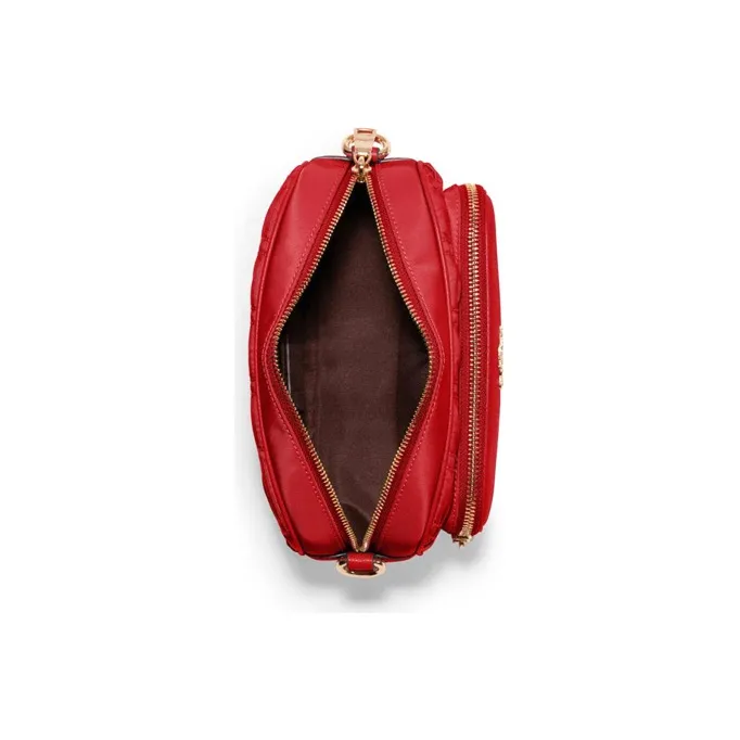 COACH Court Leather With Nylon Shoulder Bag Crossbody Bag Small Size Women's Red-3