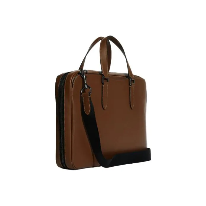 COACH Graham Cow Leather Briefcase, Handbag, Shoulder Bag, Crossbody Bag Tubas Men's Dark Brown-1
