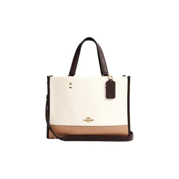 COACH Leather Tote Bag Shopping Bag Shoulder Bag Crossbody Bag Handbags Large Size Women's White & Light Khaki