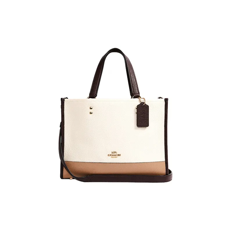 COACH Leather Tote Bag Shopping Bag Shoulder Bag Crossbody Bag Handbags Large Size Women's White & Light Khaki-0