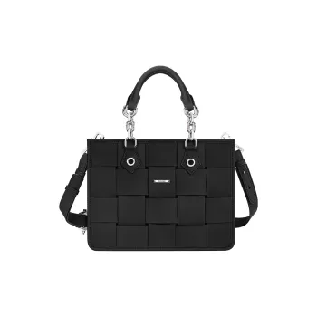 BABAMA Synthetic Leather Woven Bag Tote Bag Shopping Bag Crossbody Bag Handbag Mini Women's Black