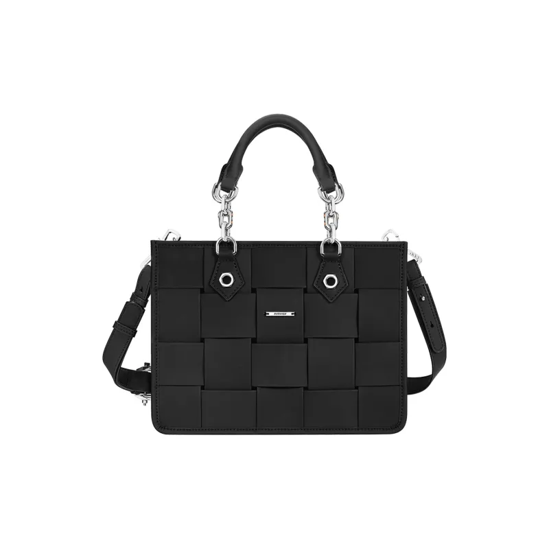 BABAMA Synthetic Leather Woven Bag Tote Bag Shopping Bag Crossbody Bag Handbag Mini Women's Black-0