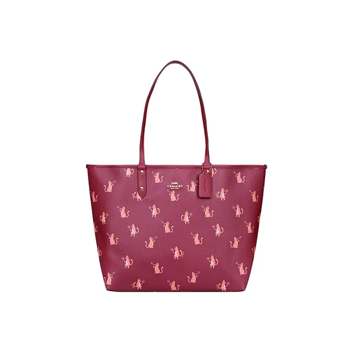 COACH City PVC Shoulder Bag Large Size Women's Rose Purple-2