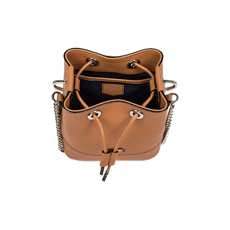 LANCEL Cow Leather Crossbody Bag Mini Women's Camel-3