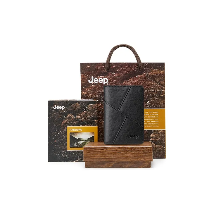 Jeep Cow Leather Card Holder Regular Men's Black-0