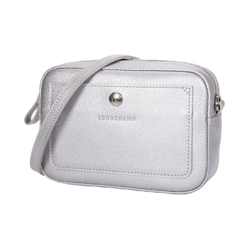 LONGCHAMP Le Foulonné Cow Leather Shoulder Bag Crossbody Bag Regular Women's Silver-2