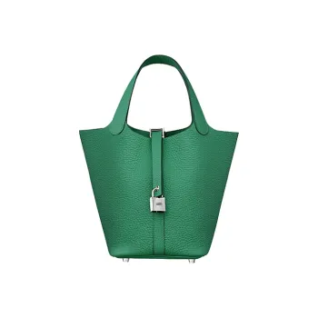 HERMES Picotin Clemence Bullock Leather Basket Bag Handbag Bucket Bag Women's U4 Vert Vertigo Grass Green