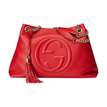 GUCCI Leather Tote One Shoulder Handbag Women's Red