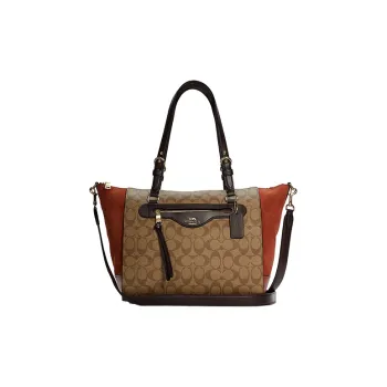 COACH Kleo Leather Tote Bag Shopping Bag Portable Crossbody Bag Shoulder Bag Women's Brown With Monogram
