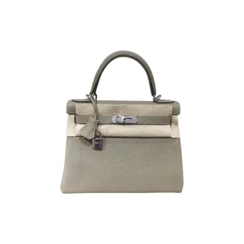 HERMES Kelly Taurillon Clemence Leather Kelly Bag Shoulder Bag Regular Women's Sage Green