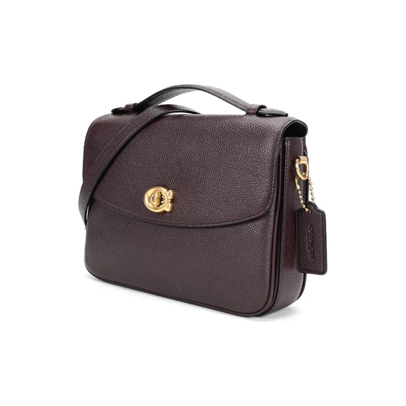 COACH Leather Messenger Bag Handbag Crossbody Bag Medium Size Women's Dark Red-1