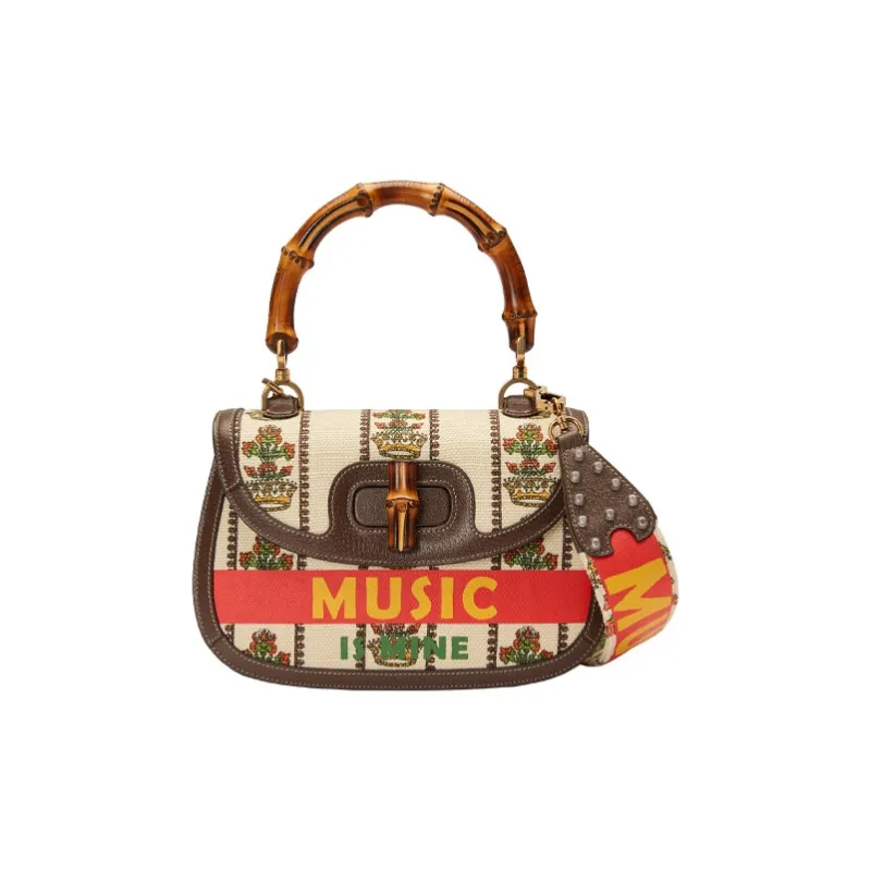 GUCCI Jacquard Fabric Shoulder Bag, Crossbody Bag, Handbag Medium Size Women's Ivory White/Brown-1
