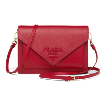 PRADA Saffiano Leather Envelope Bag Shoulder Bag Crossbody Bag Mini Women's Red