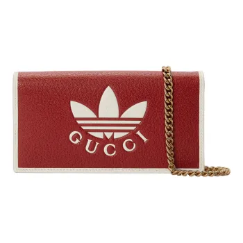 GUCCI Leather Shoulder Bag Women's Red