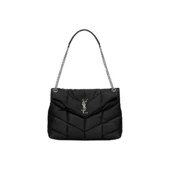 SAINT LAURENT LOULOUPUFFER Sheepskin Cloud Bag Pillow Bag Crossbody Bag Shoulder Bag Women's Black