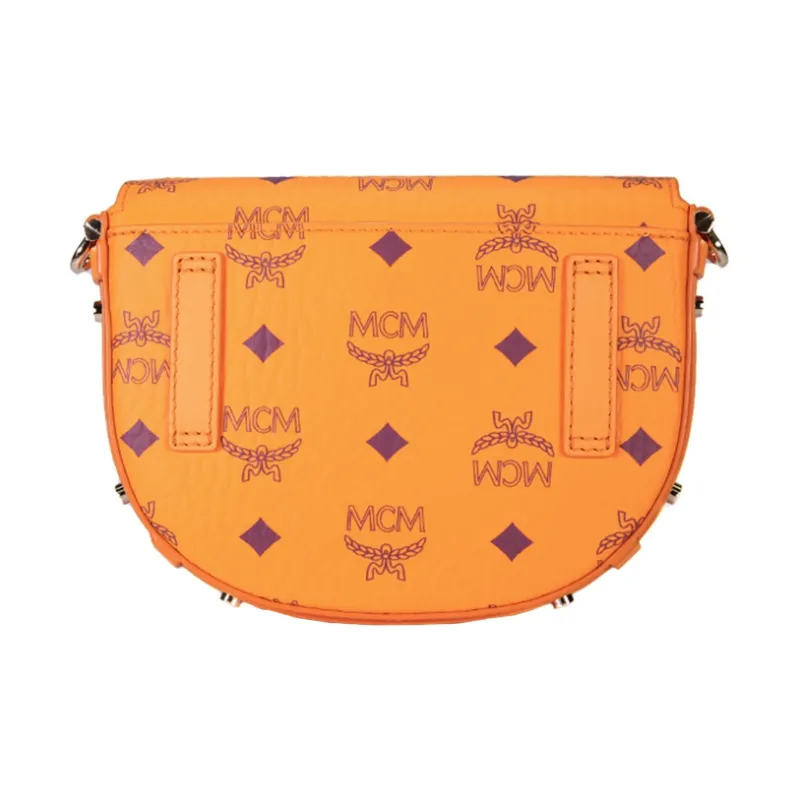 MCM Patricia Visetos Leather Shoulder Bag, Saddle Bag, Crossbody Bag Regular Women's Bright Orange-1
