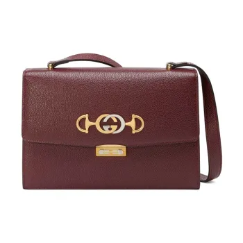 GUCCI Zumi Grained Leather Shoulder Bag Crossbody Bag Small Size Women's Burgundy