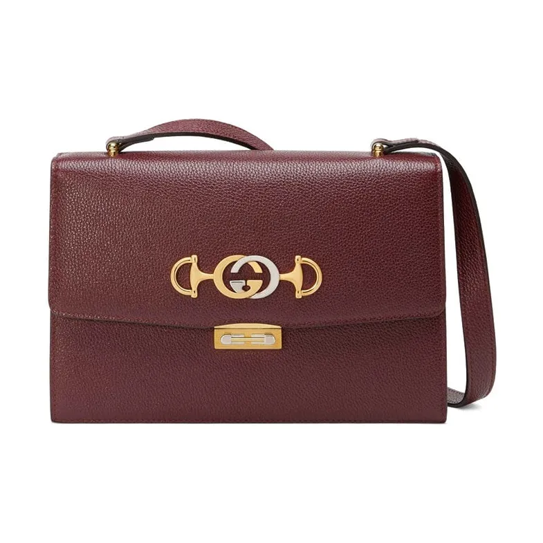 GUCCI Zumi Grained Leather Shoulder Bag Crossbody Bag Small Size Women's Burgundy-0