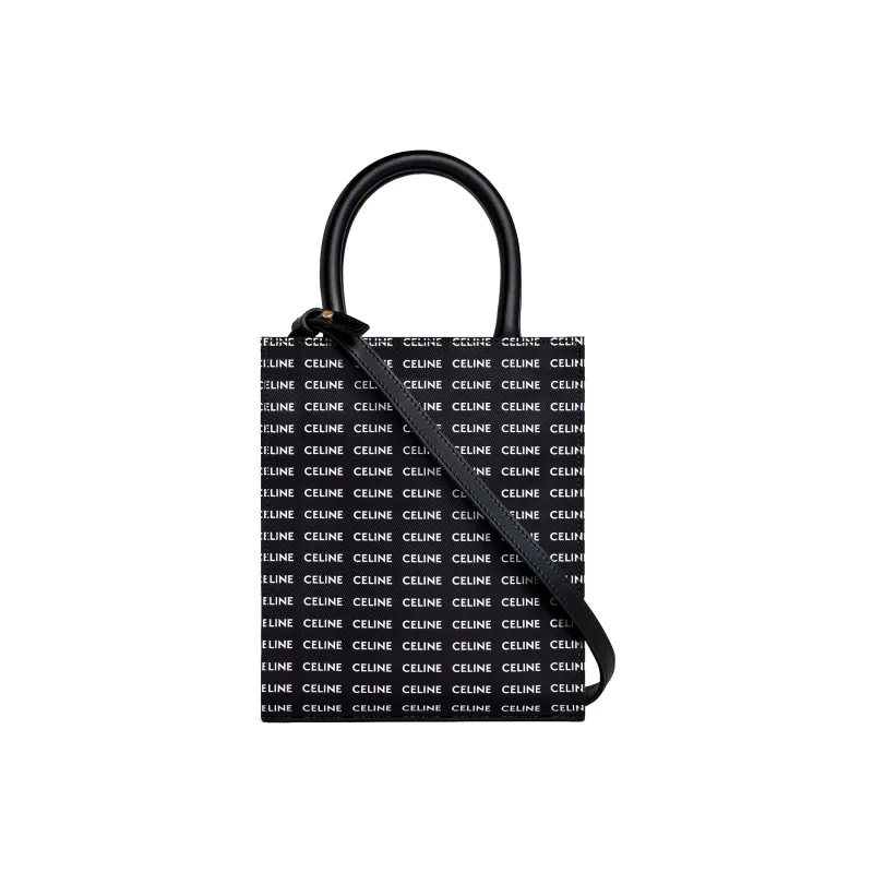 CELINE Canvas Tote Bag, Music Score Bag, Handbag, Shoulder Bag, Crossbody Bag Mini Unisex Black-2