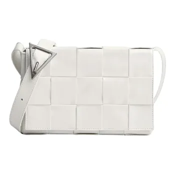 Bottega Veneta CASSETTE Cow Leather Tofu Bag Shoulder Bag Crossbody Bag Clutches Medium Size Unisex White
