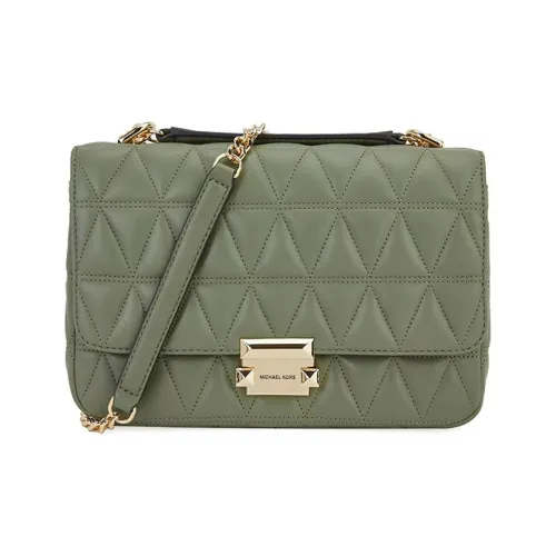 MICHAEL KORS Leather Crossbody Bag Shoulder Bag Large Size Women's Olive Green