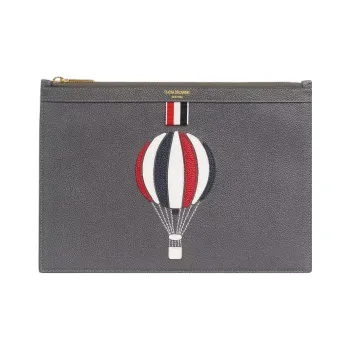 THOM BROWNE· Cow Leather File Bag Clutch Briefcase Small Size Men's Dark Gray