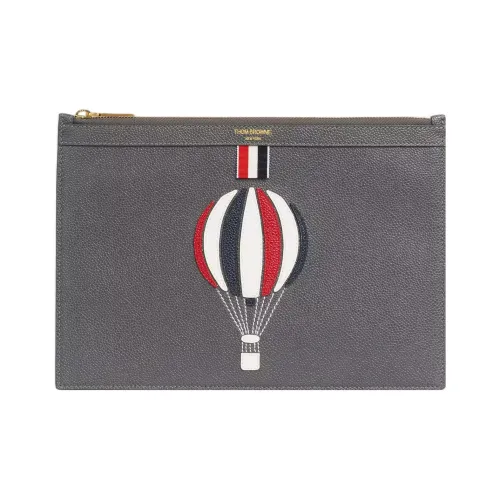 THOM BROWNE· Cow Leather File Bag Clutch Briefcase Small Size Men's Dark Gray