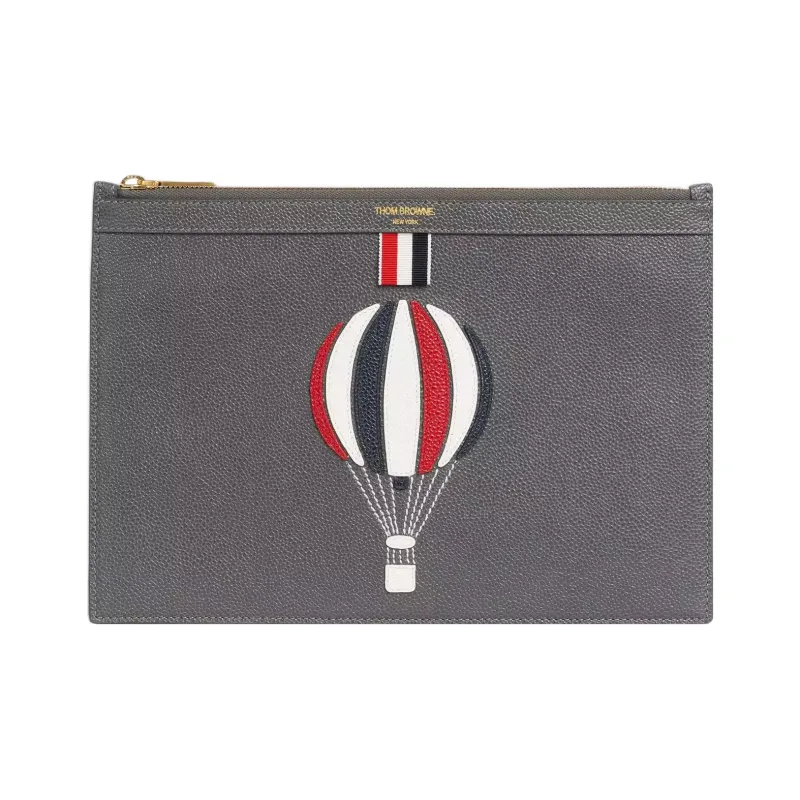 THOM BROWNE· Cow Leather Document Bag Clutch Briefcase Trumpets Men's Dark Gray-0