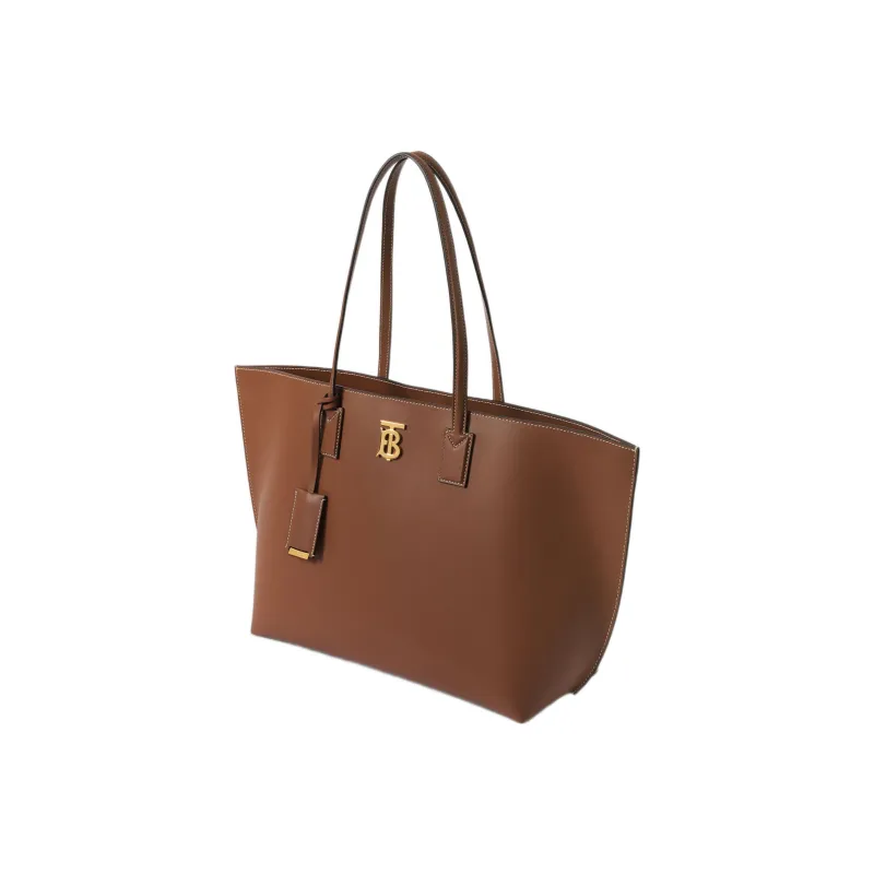 Burberry Leather Tote Bag Shopping Bag Handbag Shoulder Bag Women's Tan-3