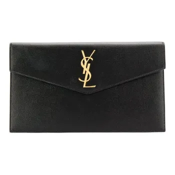 SAINT LAURENT Uptown Pouch Grain De Poudre Embossed Black