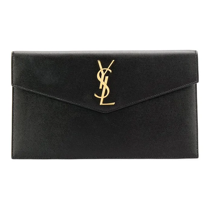 SAINT LAURENT Uptown Pouch Grain De Poudre Embossed Black-0