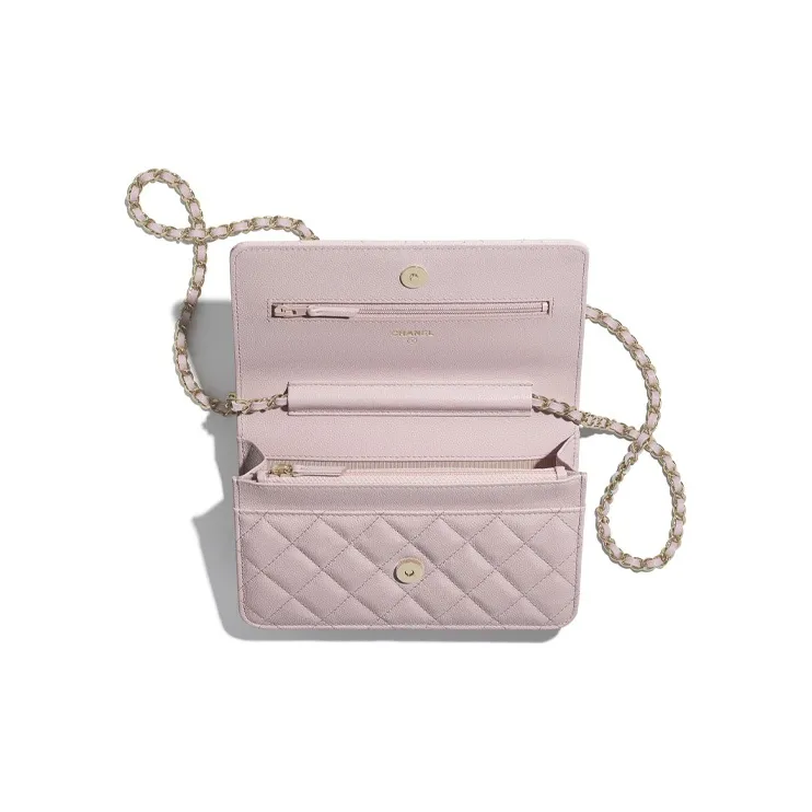 CHANEL WOC Grain Embossed Calfskin Shoulder Bag, Crossbody Bag Women's Light Pink-3