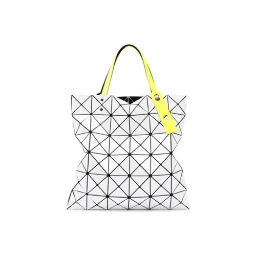 ISSEY MIYAKE Artificial Leather Tote Shoulder Bag Handbag Women's White With Yellow Controller