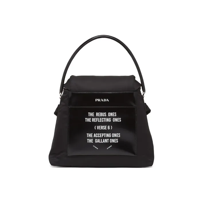 PRADA Hobo Nylon With Leather Handbag Women's Black-2