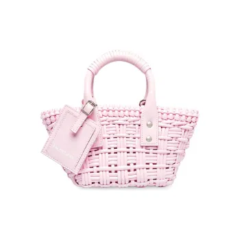 Balenciaga BISTRO Lacquered Finish Cow Leather Basket Bag Shoulder Bag Crossbody Bag Extra Small Women's Pink