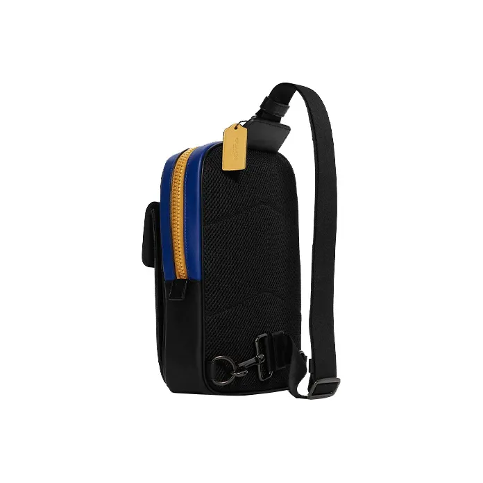 COACH Track Canvas Crossbody Bag Large Size Men's Black & Blue-2